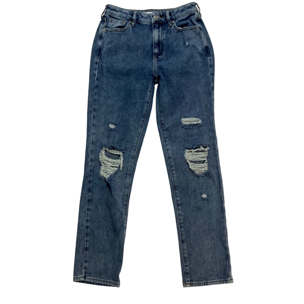 PacSun Distressed Denim Jeans Womens Blue High Rise Straight Leg Cotton